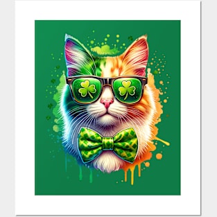 St Patricks Day Cat Ireland Colors Posters and Art